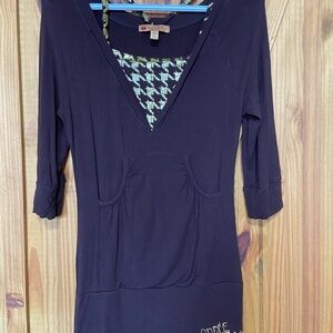 Apple Bottoms Brown Tunic with Gold Accents front pocket Y2K super soft